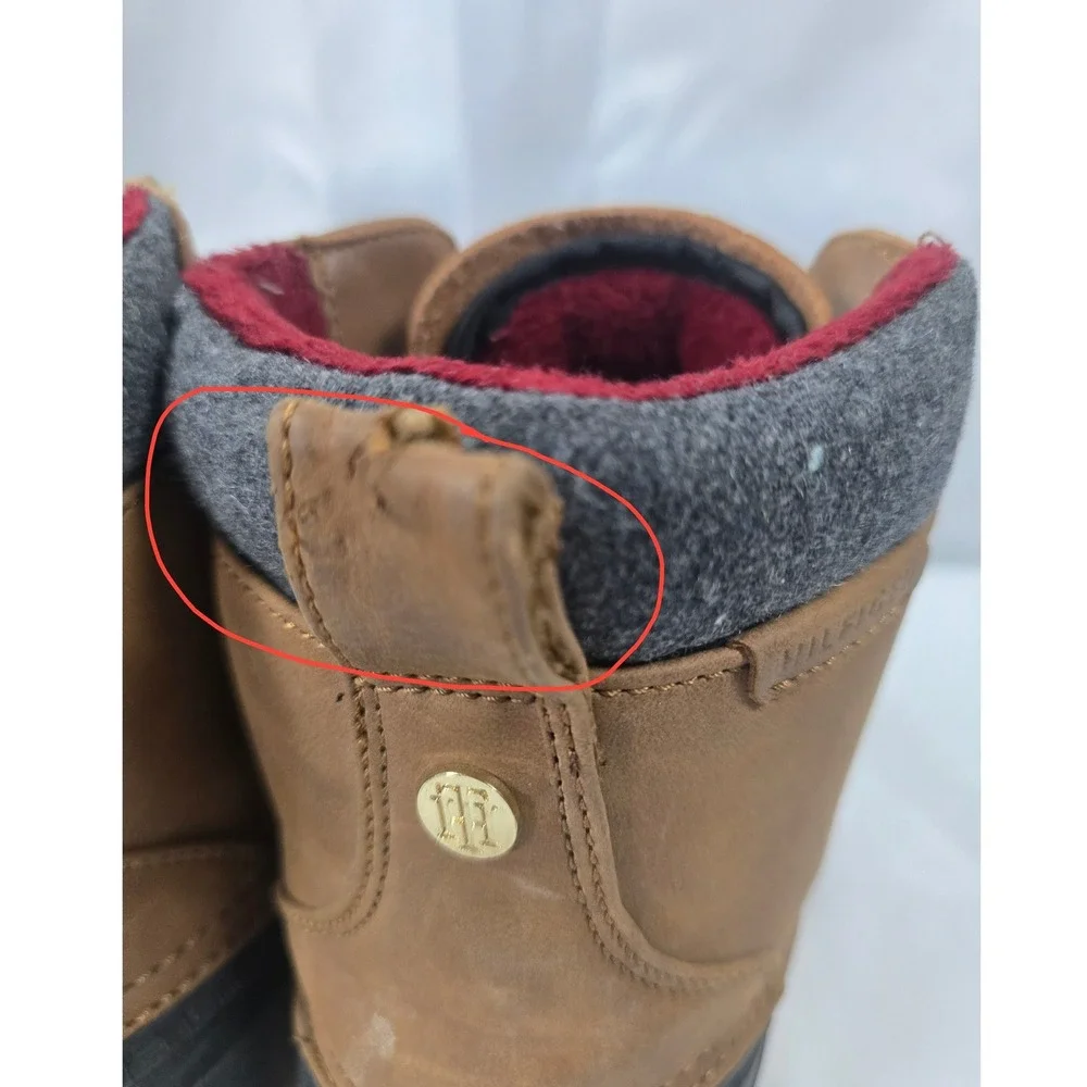 Tommy Hilfiger Womens Duck‎ Boots Tan Black Lace Up Winter Snow Shoes Size 7M